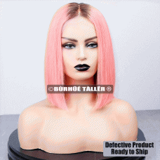 6inch Lace front Ombre Pink Human Hair Wig  only one ready to ship (Medium Cap Size）